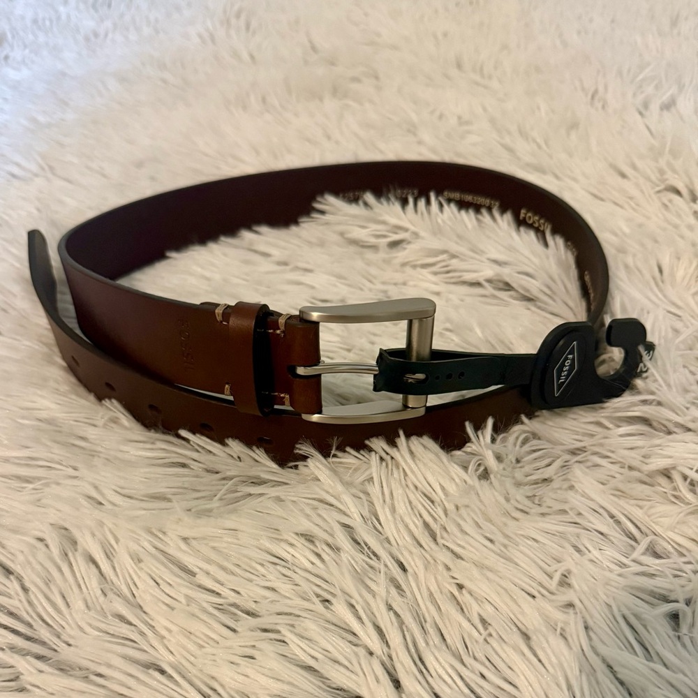 Fossil Brown Genuine Leather Mitchell Belt Size 32